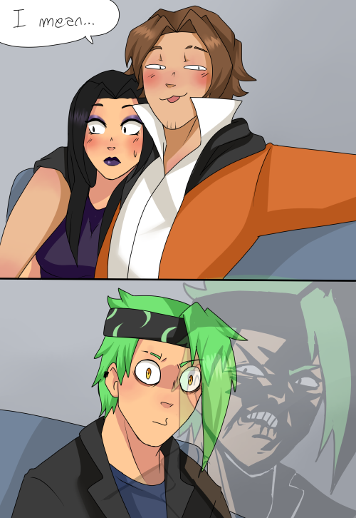 imjustalazycat: commission for @striped-menace​ xD little back story here the green haired dude is D