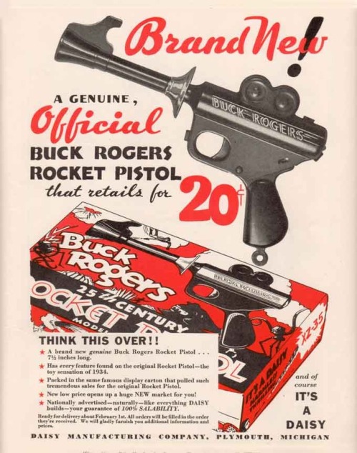 vintagegeekculture:“It’s a Daisy!”Rocket Pistols were actually in the comic strip version of Buck Ro