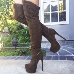 ideservenewshoesblog:  Olive Zipper Trim Thigh High Boots Faux Suede