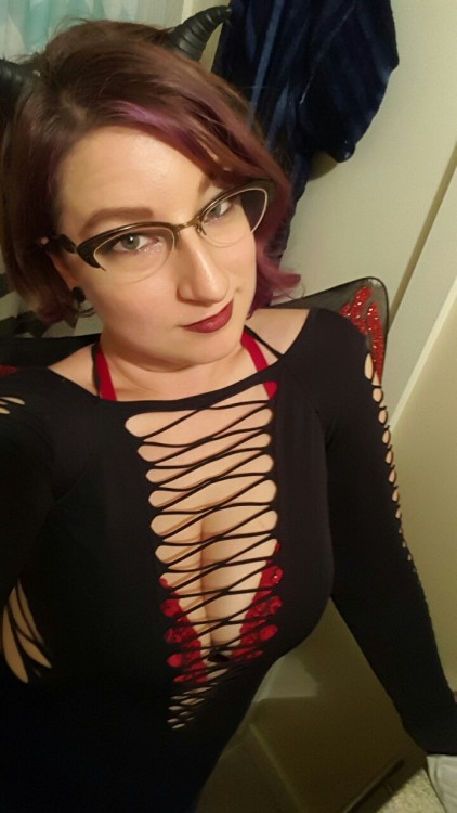 badsuccubus:  badsuccubus:  I went to a few Halloween parties last night.  I hope nobody minded that I just went as myself. 👿  Is is Halloween yet?