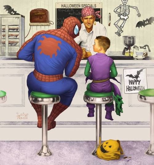 Spiderman During Halloween.