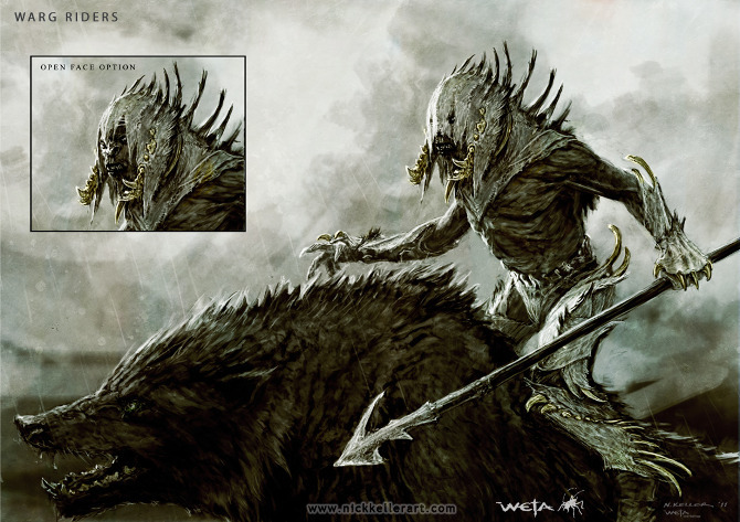 conceptartlibrary:  The Hobbit- Orc Warg Riders(summary taken from http://lotr.wikia.com/)Warg