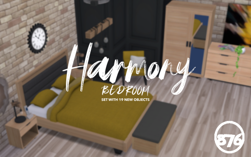 876simmer:Harmony BedroomBuy items feature:Basegame compatibility19 meshes in total with 15-24 wood 
