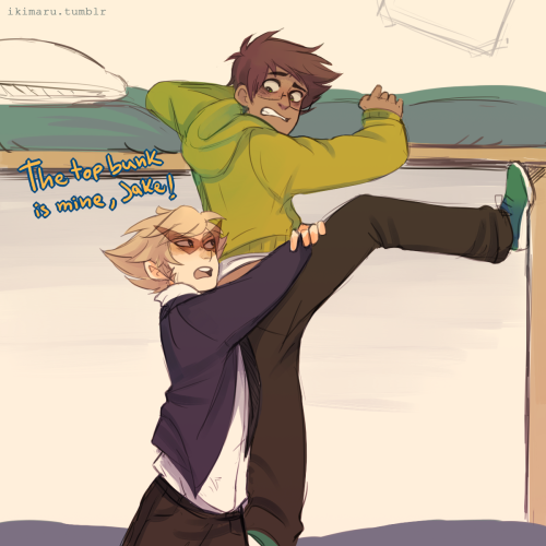 dammit guys, always asking me who takes the top bunk((in the college au this would be right after they first met)