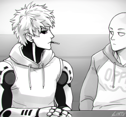 lintufriikki:  This is the cutest vine I’ve ever seen and had to draw it. ♥ Saitama might have pushed Genos a bit too hard tho… 