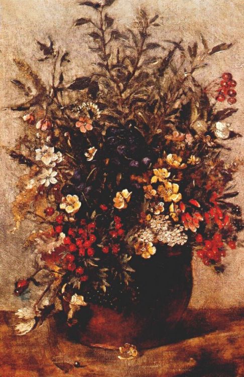 artist-constable:Autumn berries and flowers in brown pot, John Constable