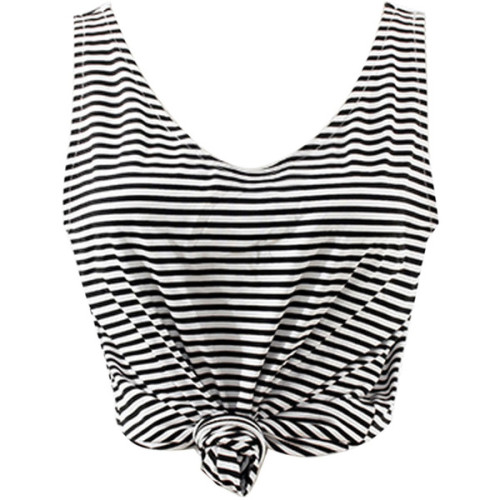 Monochrome Stripe Sleeveless Vest Top ❤ liked on Polyvore (see more sleeveless shirts)