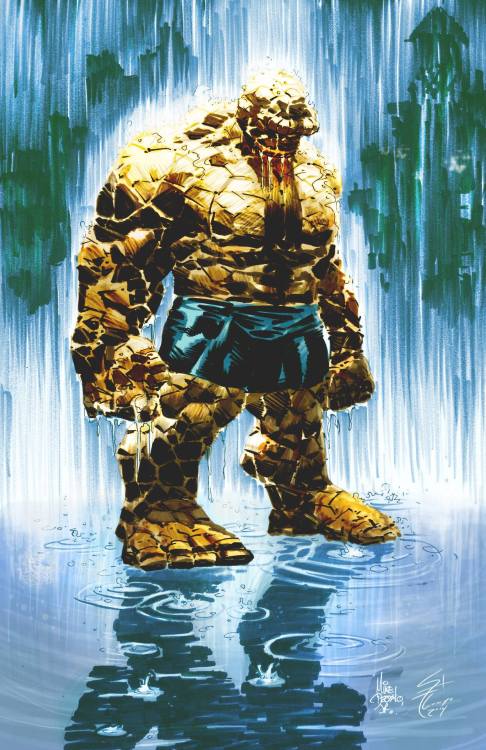 ilovecomiccovers:  First page of “This man… this monster!” by Jack Kirby. Homage by Mike Deodato Jr. with colors by Lunyo.