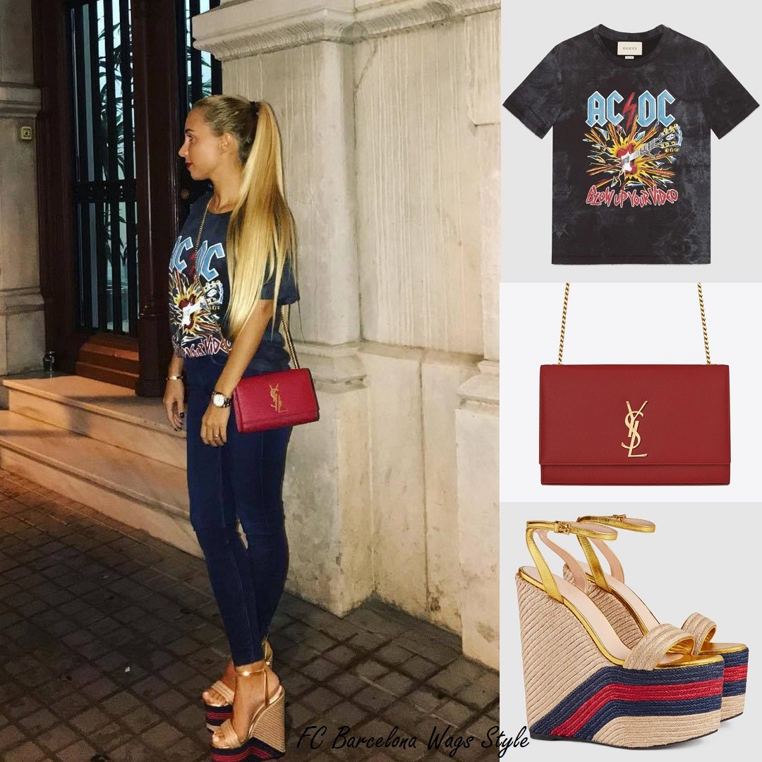 Fc Barcelona Wags Style — Lorena Wore A Gucci Ac/Dc Tie Dye T-Shirt - 550...