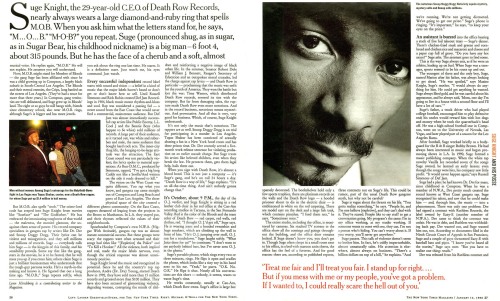 Death Row Records - New York Times Magazine (January 14, 1996)