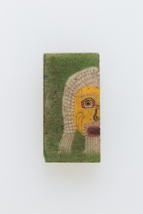didoofcarthage:Glass inlays with satyr headsEgyptian (Ptolemaic or Roman Period), 100 B.C.-100 A.D.M