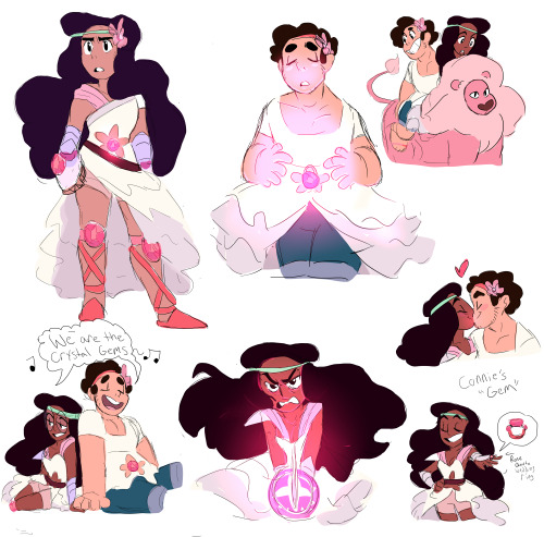 pixlezq:Pooped out a few more Gem Warrior couple Steven and Connie stuff while I’m sick as heck. Now