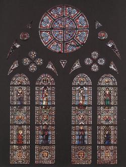 renaissance-art:  Simone Martini c. 1312 Stained Glass in Saint Louis Chapel, Assisi  