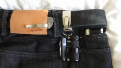 reigncityedc:  92188:  Never thought of carrying a smaller knife this way.  Another interest of mine is Raw Denim, this is pretty cool. 