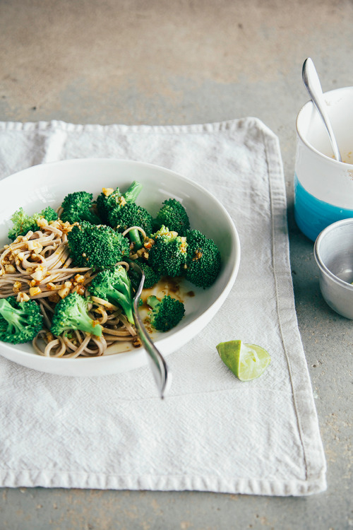 simple, salty, sweet + nutty broccoli soba