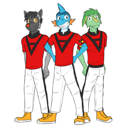 Pawl, Gao, and Jolt from my old PCA comics.  Wanted to update their look a bit, make the battle outfit look a bit sleeker.