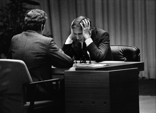 historicaltimes:Bobby Fischer Vs. Boris Spassky Game 6, World Chess Championship, Reykjavík, Iceland