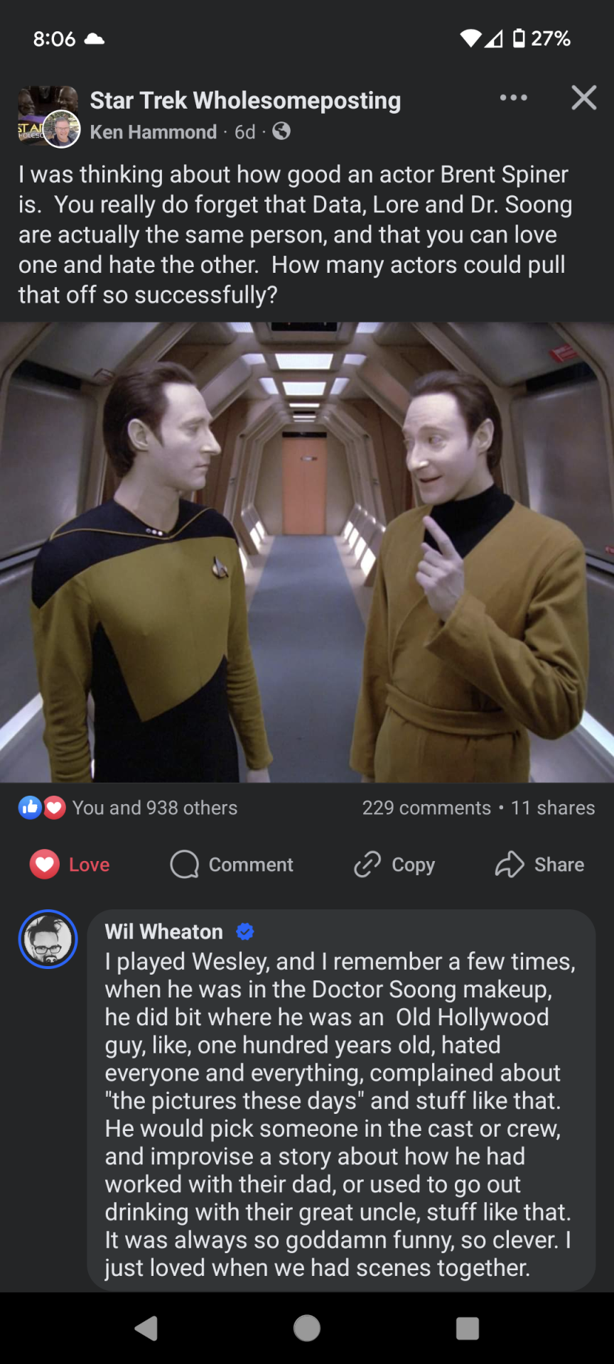 Cute Story From Wil Wheaton About Brent And His Shenanigans