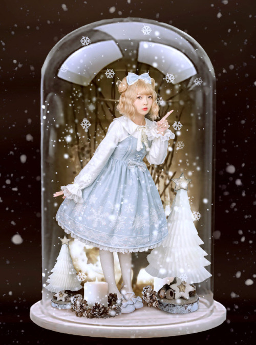 lolita-wardrobe:  New Release: Lemon Honey 【-The Snow Princess-】 #SweetLolita Jumper Dress◆ Shopping Link >>> https://www.lolitawardrobe.com/lemon-honey-the-snow-princess-sweet-lolita-jumper-dress_p4851.html