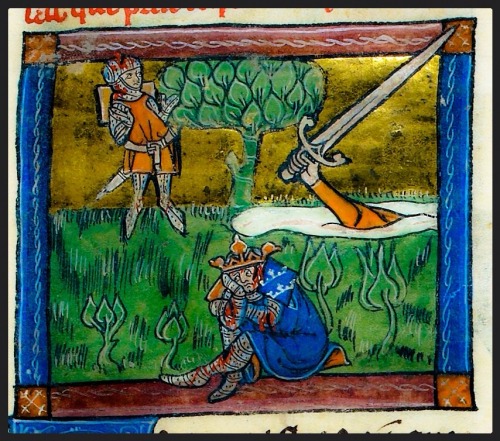 nihtegale:Girflet watches as a hand in the lake retrieves Arthur’s sword, 1316