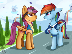 shadowreindeer:Young Scootaloo and Commander Dash