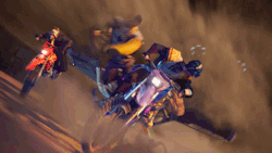 The boys end up colliding their vehicles and Aphelios is thrown into the air. He reaches up for something offscreen