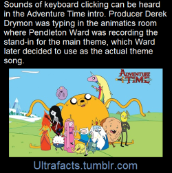 ultrafacts:  From this interview with Pendleton Ward:  If you listen carefully to the recording, you can actually hear Derek Drymon typing on a keyboard in the bit when Jake is walking… a little clickity clack in that wide shot when his legs are stretched