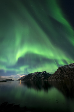 el-mo-fo-to:  one crazy night | lofoten, norwayArtist: Lorenzo Montezemolo | [tumblr || instagram]In Feb 2014, I took my first trip to Norway’s Lofoten archipelago. We were there to shoot snowy landscapes during the day and the northern lights at night.