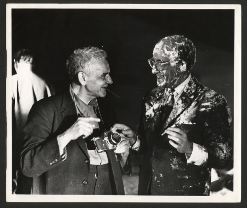 icphoto: #WeegeeWednesday Weegee and Peter Sellers after the famous war room pie fight in “Dr.