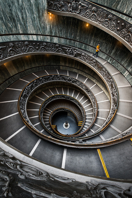 Downward Spiral, Vatican Museum (by Vibrant Shot Photography).