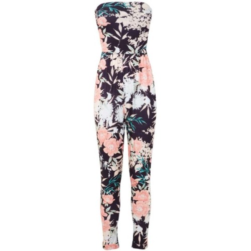 Miss Selfridge Tropical Floral Jumpsuit ❤ liked on Polyvore (see more bandeau jumpsuits)
