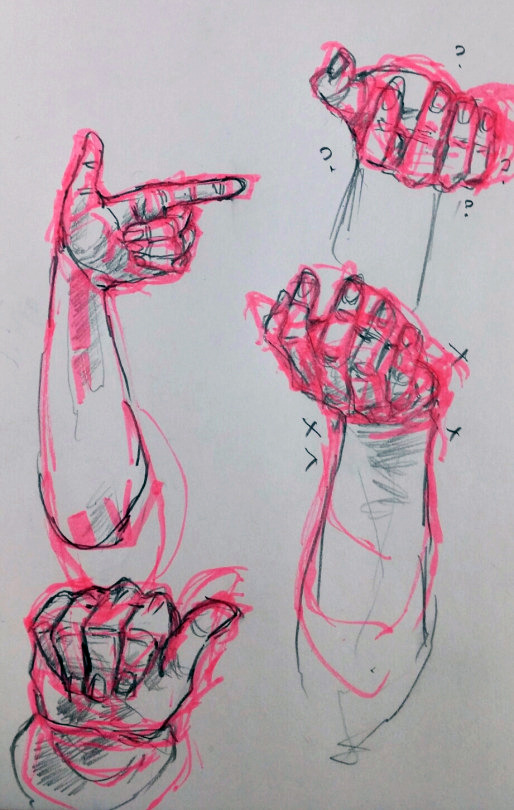 I drew a few hands during lunch.