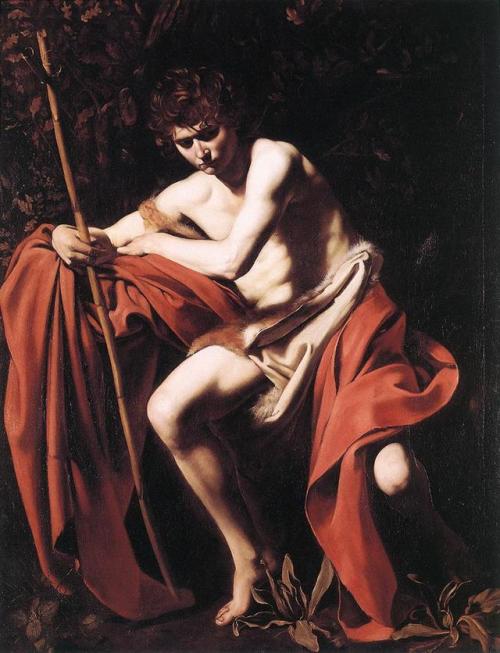 artist-caravaggio:John the Baptist, CaravaggioMedium: oil,canvas