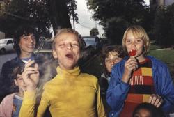 237yrs:  Boy in yellow shirt smoking, 1977