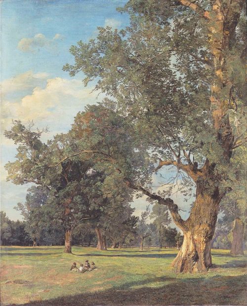 Trees in the Prater with seated figures, 1833, Ferdinand Georg Waldmüller