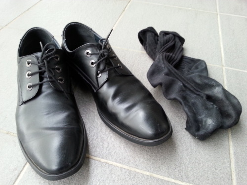 lifeunderstraightmensfeet: Master left his shoes and socks out after he came back from the Prom Nigh