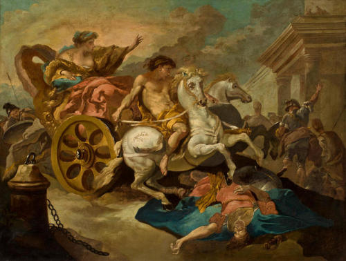 Abraham Hondius (Circa 1625 - 1691)Tulia driving her chariot over the body of her dead father