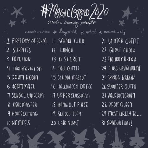 ✨✨✨ We made a drawing prompt list for October!! Feel free to draw you, your friends,your ocs, or mak