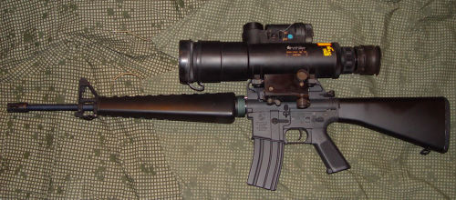 rifleisfine:  tristikov:  When your optics are heavier than your entire rifle.  What in the hell….. night vision scope?