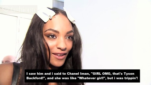 ursulas-necklace:pootlovato:bitchussy:faizfentyslaysyourlife:Jourdan Dunn on meeting her then crush 