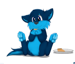 cloufypaws:  Chubby floof finishing the rest of some pumpkin pie Character:Cloufy Paws   &lt;3