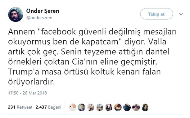 Annem "Facebook güvenli...