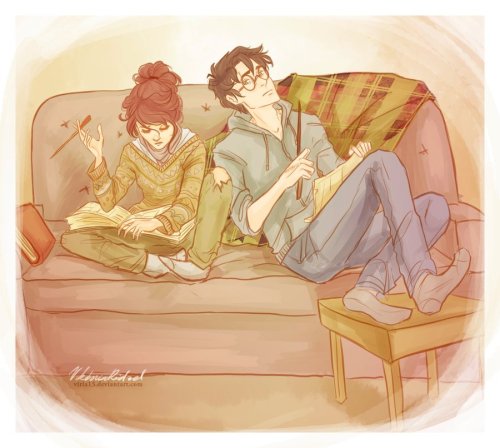 zohbugg: thewhisperinglady:  fanart-hq:  Harry Potter by viria13  Fred being slightly faded in the p