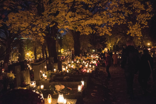 lamus-dworski: Podgórski Cemetery in Kraków, Poland on the evening of All Saints Day. 