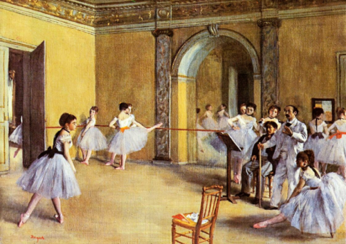 life-imitates-art-far-more:Edgar Degas (1834-1917)“Dance Class at the Opera” (1872)Oil o