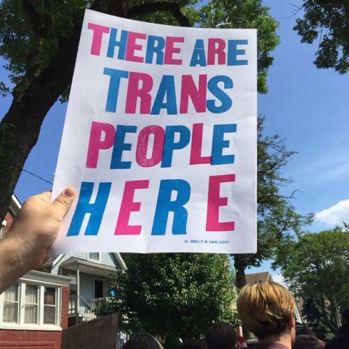 ATTN: A second edition of THERE ARE TRANS PEOPLE HERE posters are printed & now available @wcfbo