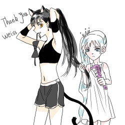 adrianaeon:  Weiss like take care of her big cat 