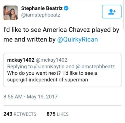 shanology:comicherald:Brooklyn Nine-Nine star Stephanie Beatriz would like to play Miss America Chavez (MAC)