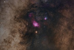 schmidt-cassegrain:  Lagoon nebula (pink),
