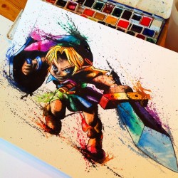 thegameisalife:Los héroes de Hyrule en acuarela.The Legend of Zelda on watercolor.By Lisa-Marie Melin